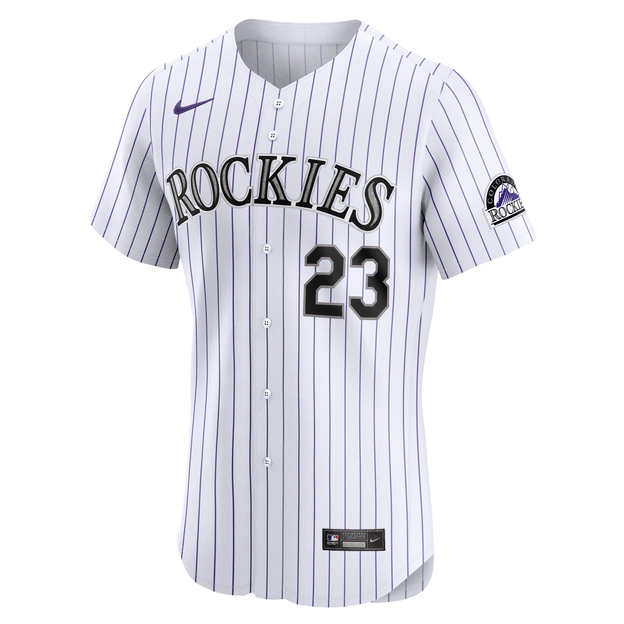 Alternative view of Men's Colorado Rockies Kris Bryant White Home Elite Baseball Jersey