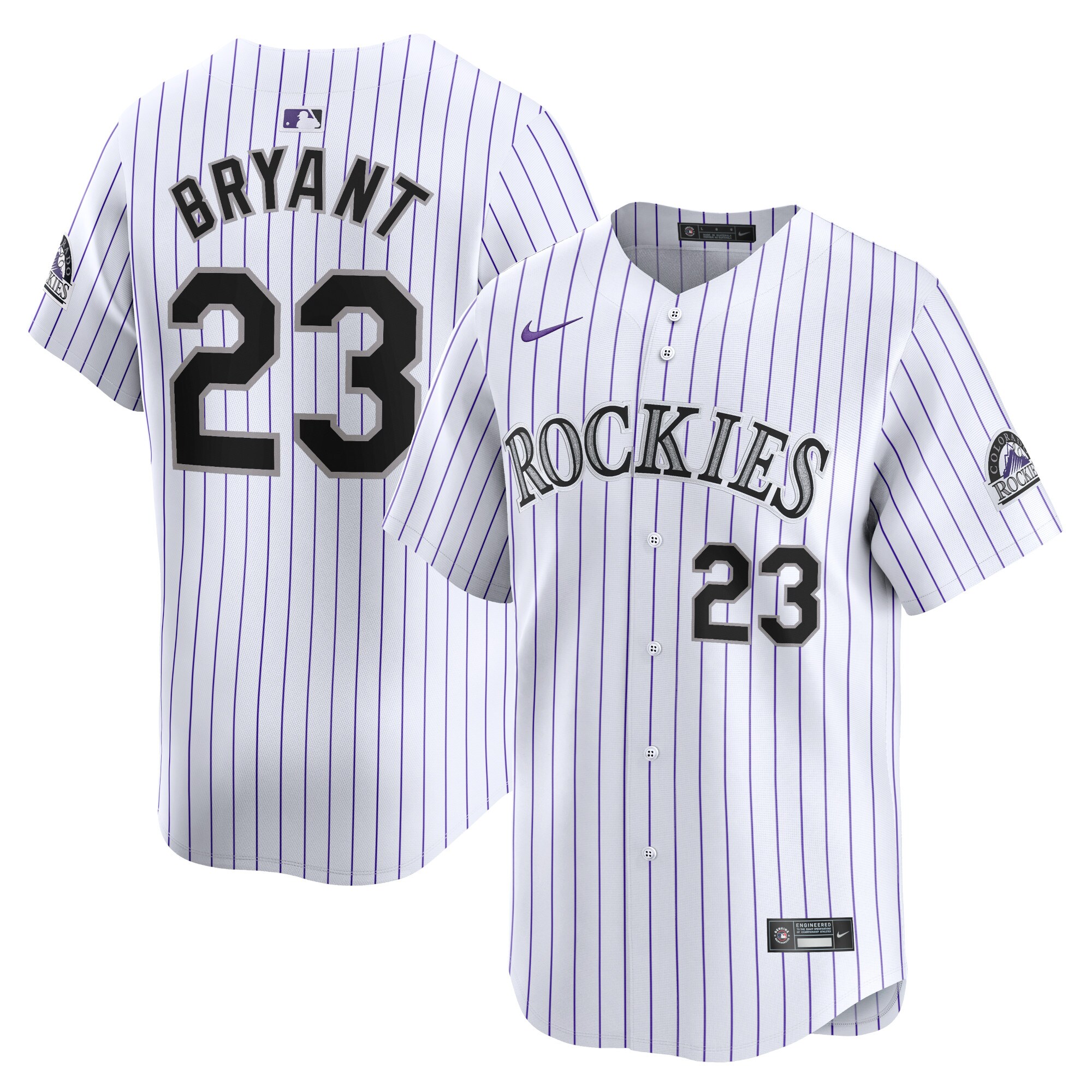 Men's Colorado Rockies Kris Bryant White Home Limited Player Baseball Jersey
