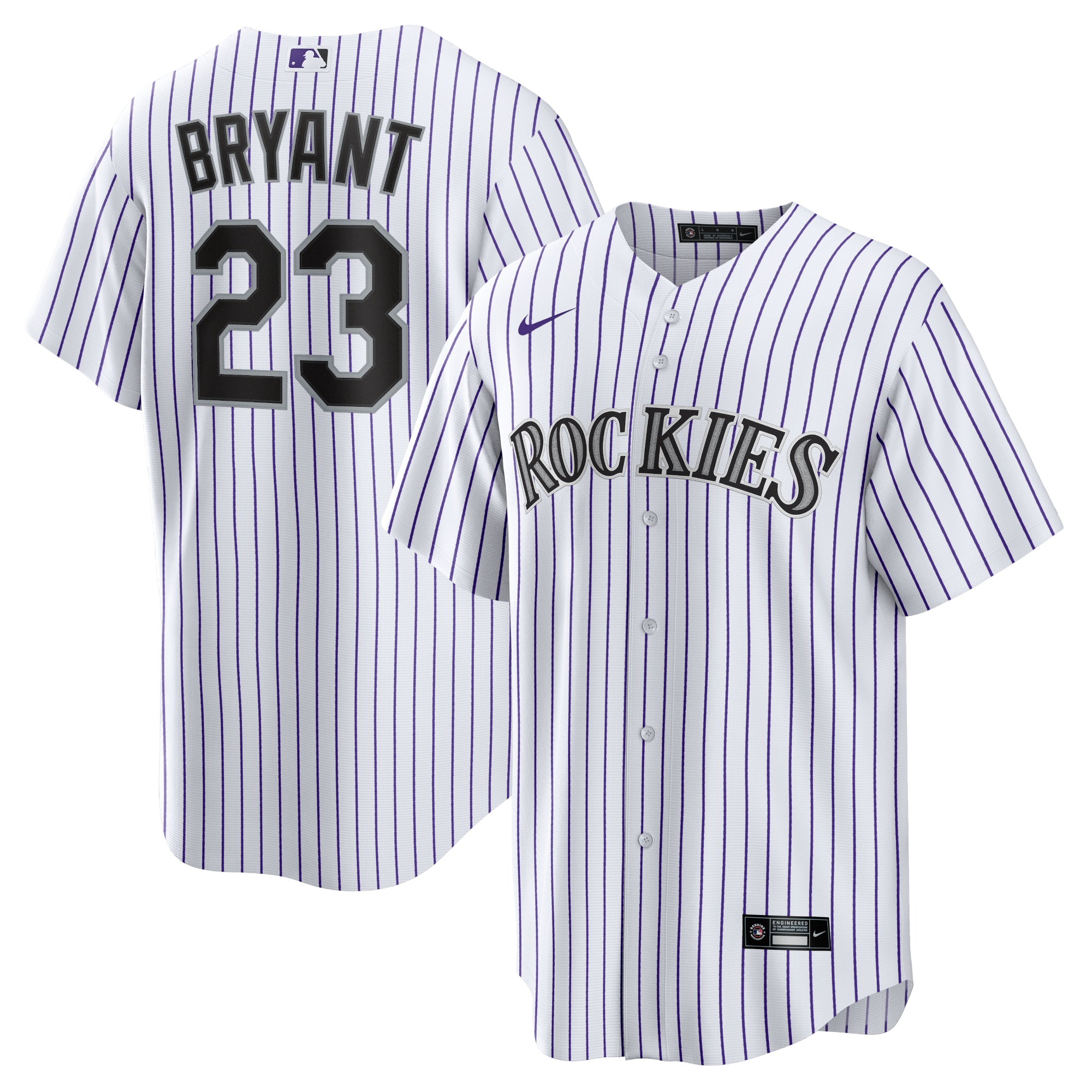 Men's Colorado Rockies Kris Bryant White/Purple Player Baseball Jersey