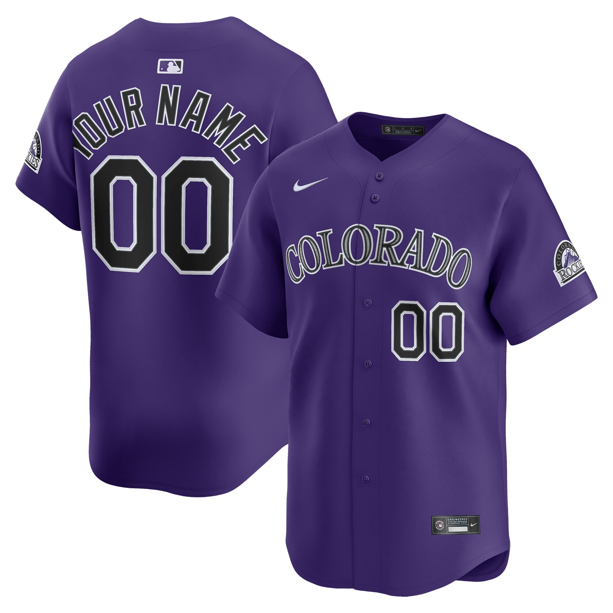 Men's Colorado Rockies Purple Alternate Limited Custom Baseball Jersey