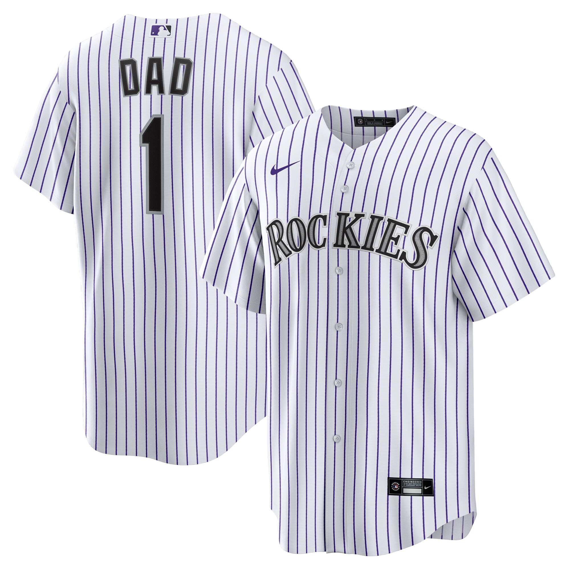 Men's Colorado Rockies White #1 Dad Home Baseball Jersey