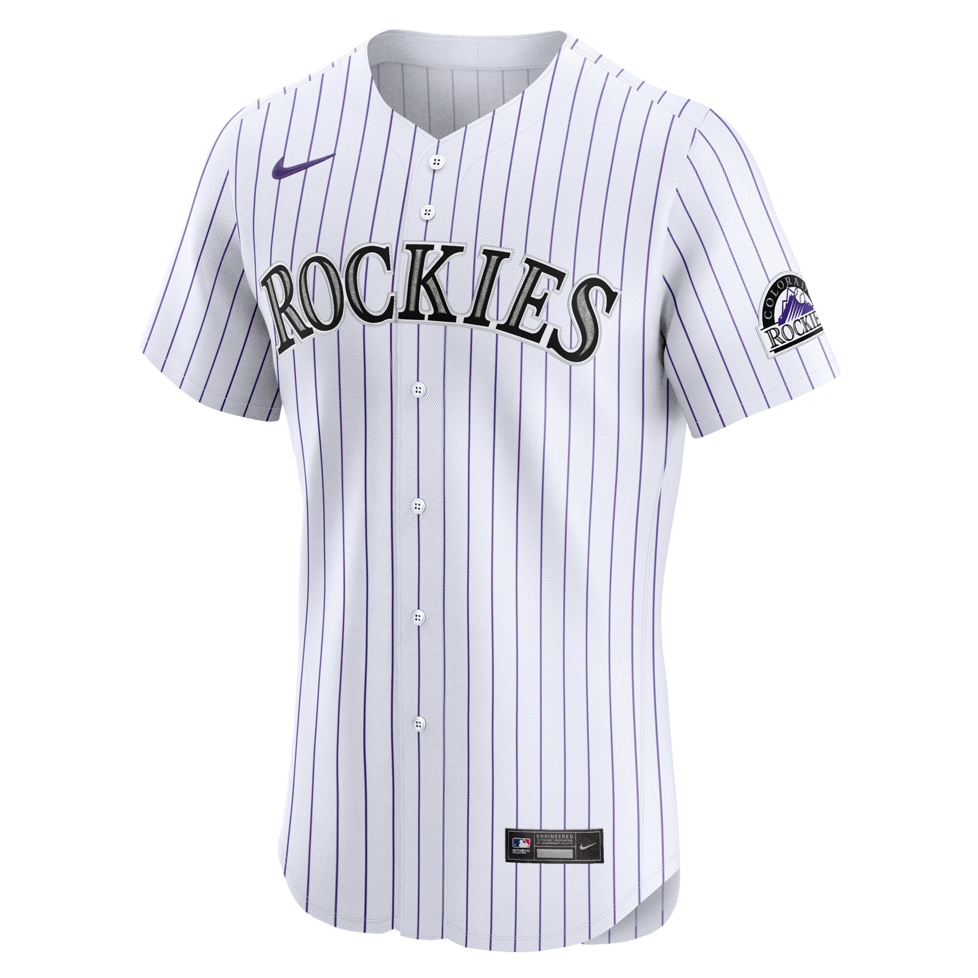 Alternative view of Men's Colorado Rockies White Home Elite Baseball Jersey