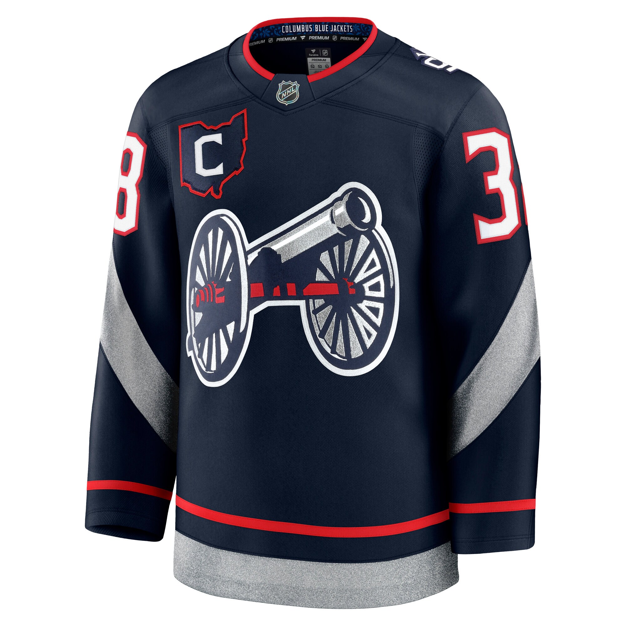 Alternative view of Men's Columbus Blue Jackets Boone Jenner Navy 2025 NHL Stadium Series Premium Player Hockey Jersey - JS316 