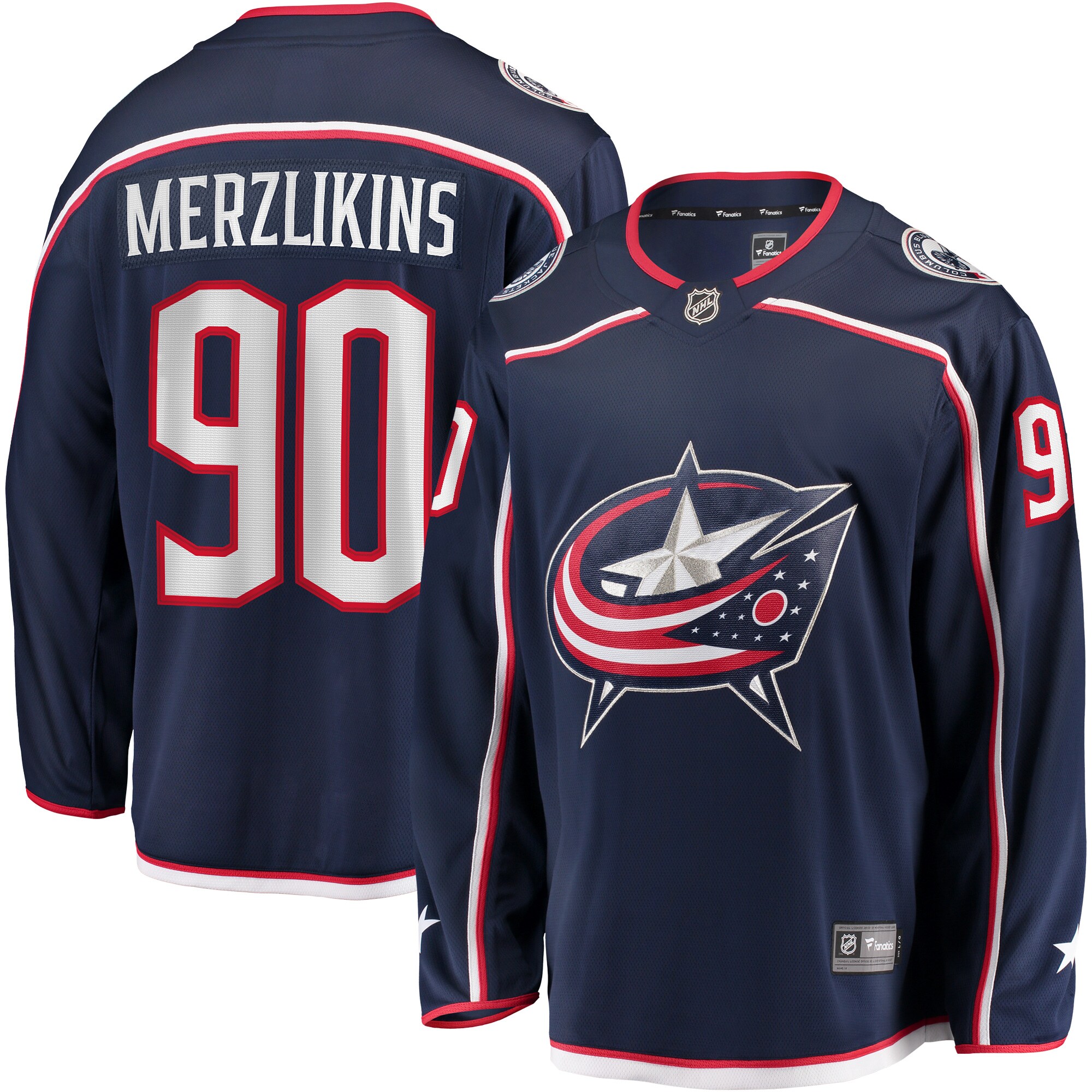Men's Columbus Blue Jackets Elvis Merzlikins Navy Home Breakaway Player Hockey Jersey - JS505 