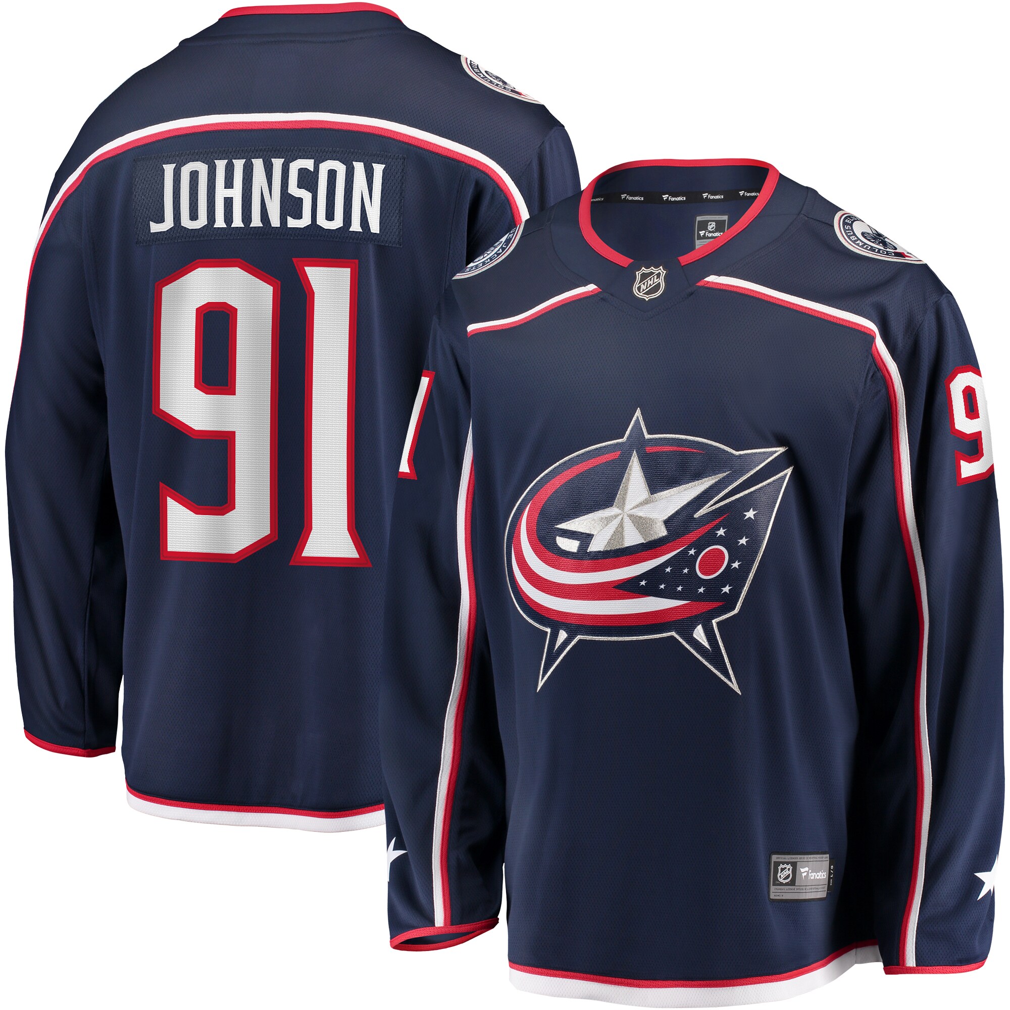 Men's Columbus Blue Jackets Kent Johnson Navy Home Breakaway Hockey Jersey - JS785 
