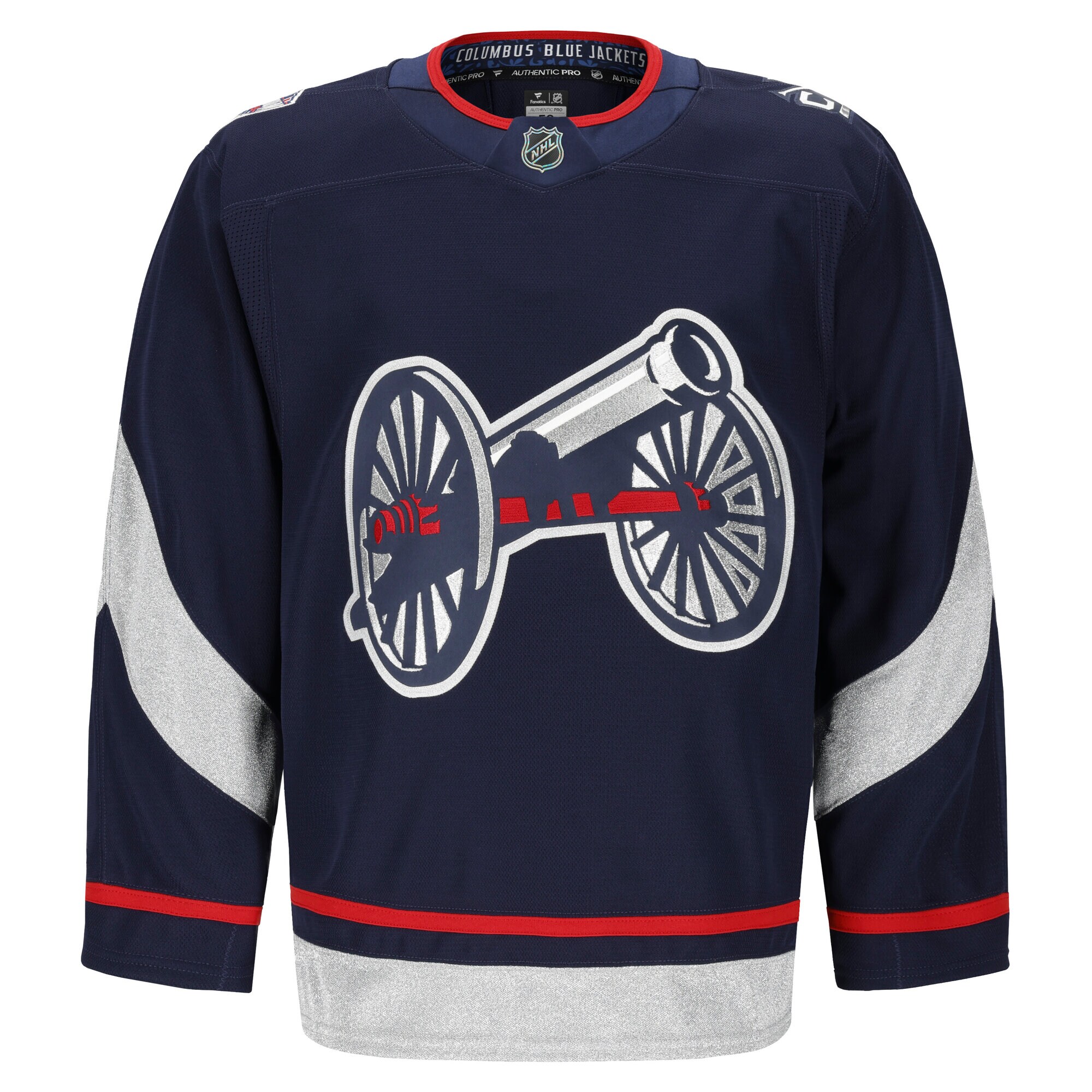 Alternative view of Men's Columbus Blue Jackets Navy 2025 NHL Stadium Series Pro Jersey - JS679 
