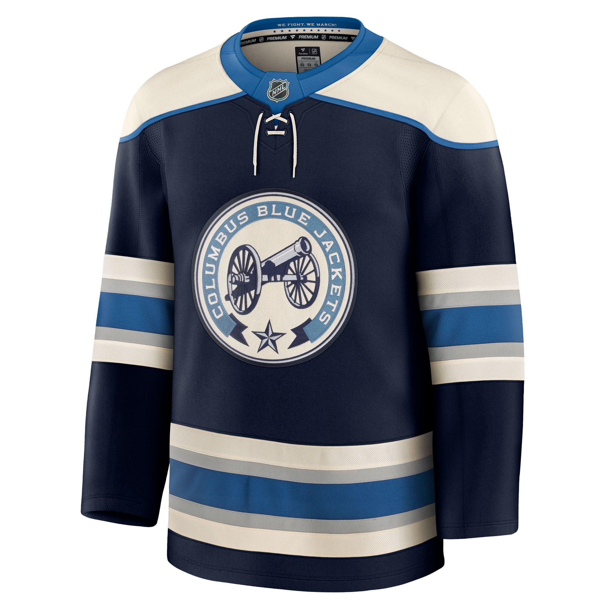 Alternative view of Men's Columbus Blue Jackets Navy Alternate Premium Jersey - JS723 