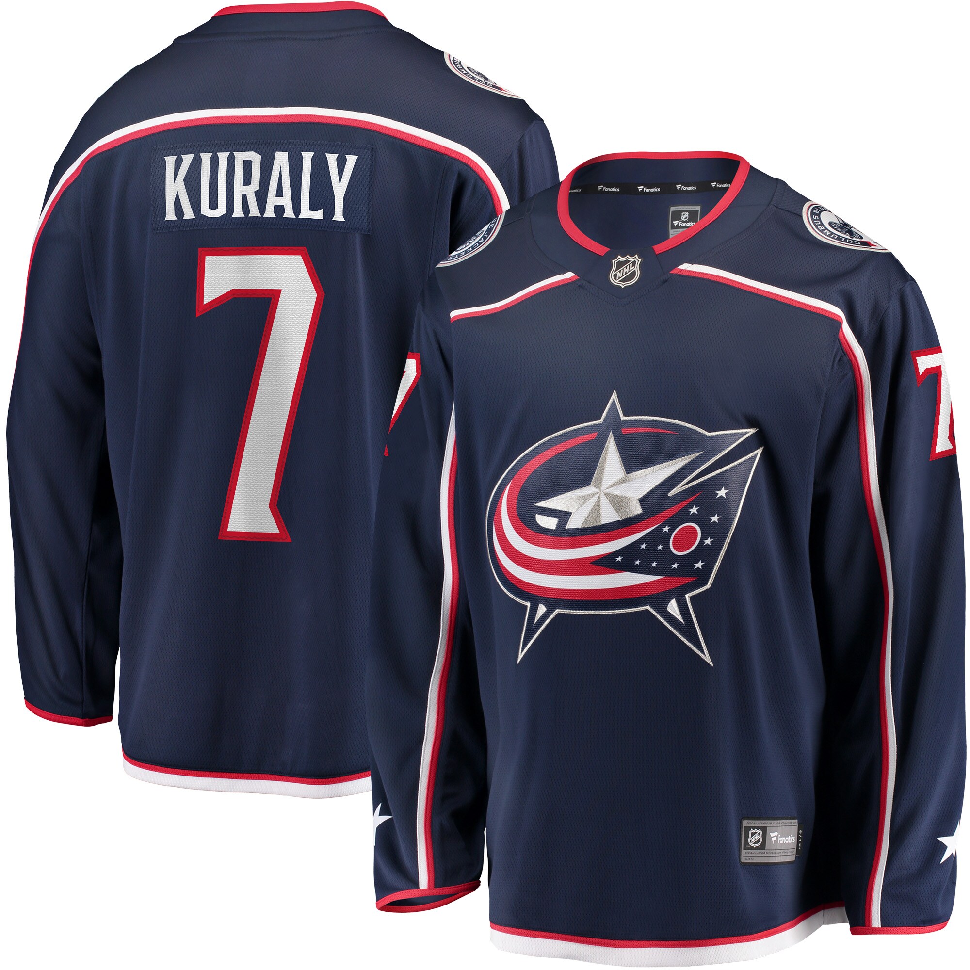 Men's Columbus Blue Jackets Sean Kuraly Navy Home Breakaway Player Hockey Jersey - JS394 