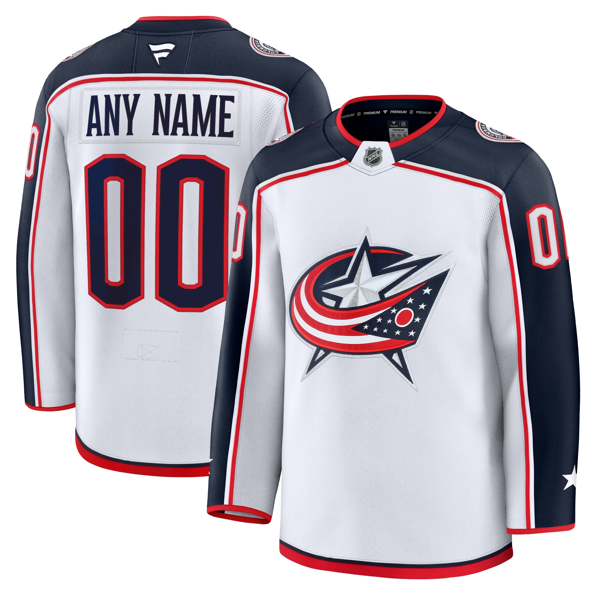 Men's Columbus Blue Jackets White Away Premium Custom Hockey Jersey - JS886 