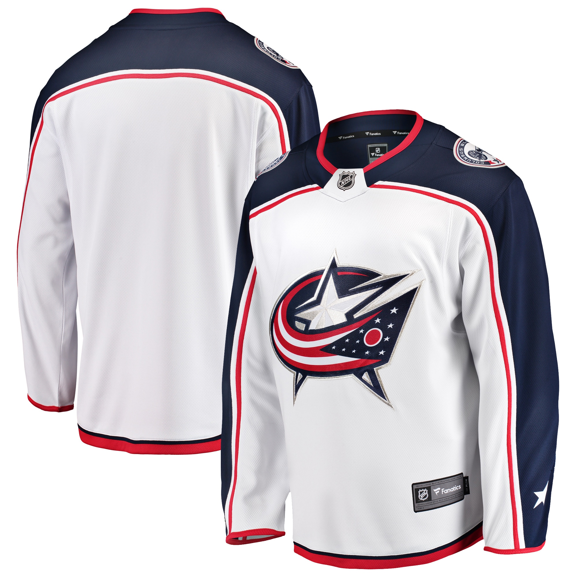 Men's Columbus Blue Jackets White Breakaway Away Hockey Jersey - JS790 
