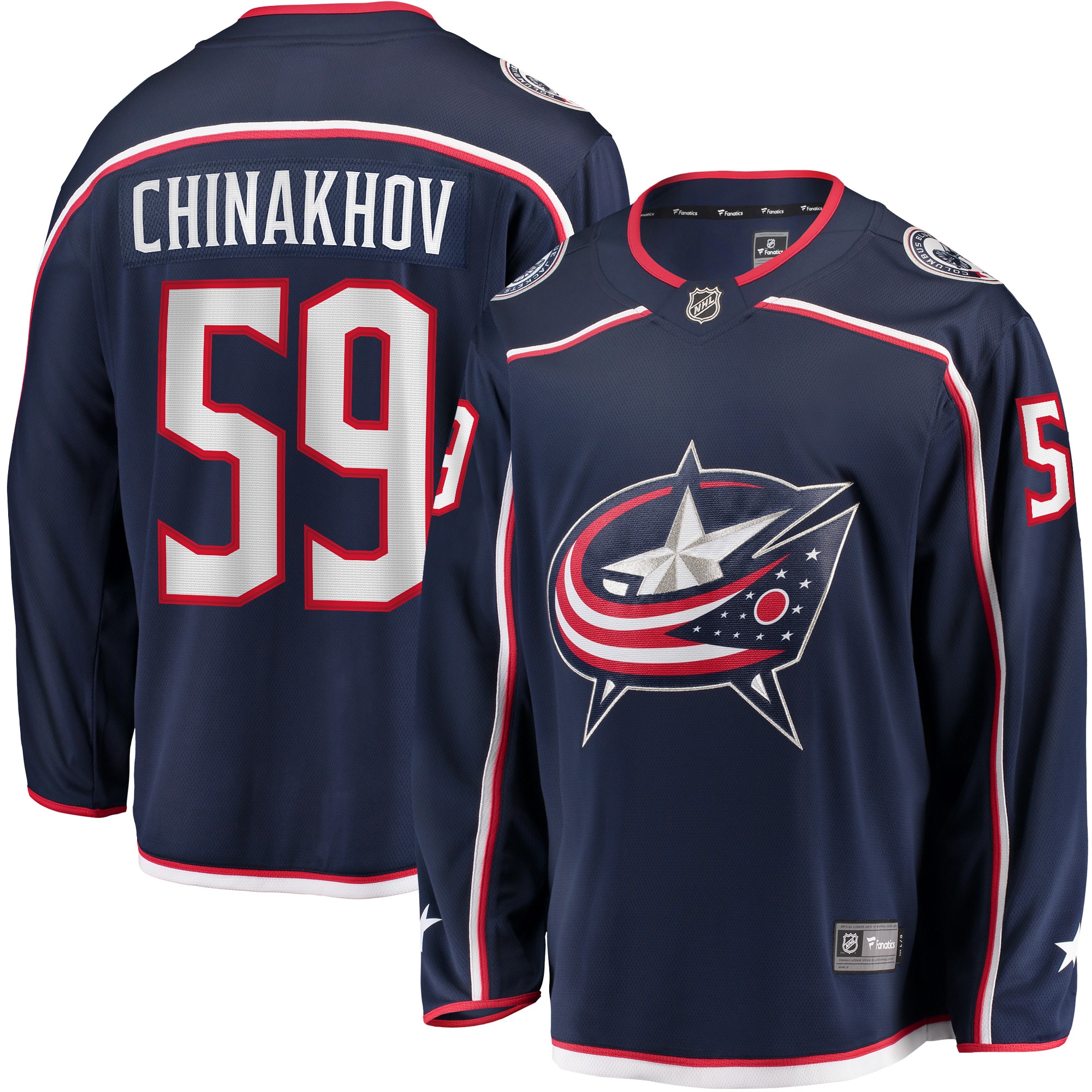 Men's Columbus Blue Jackets Yegor Chinakhov Navy Home Breakaway Player Hockey Jersey - JS974 