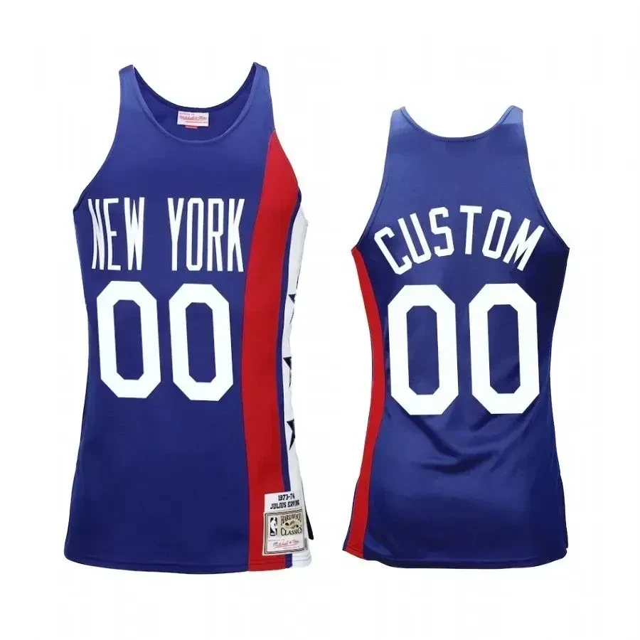 Men's Custom 00 Brooklyn Nets Royal 1975 Hardwood Classics Basketball Jersey - JS223 
