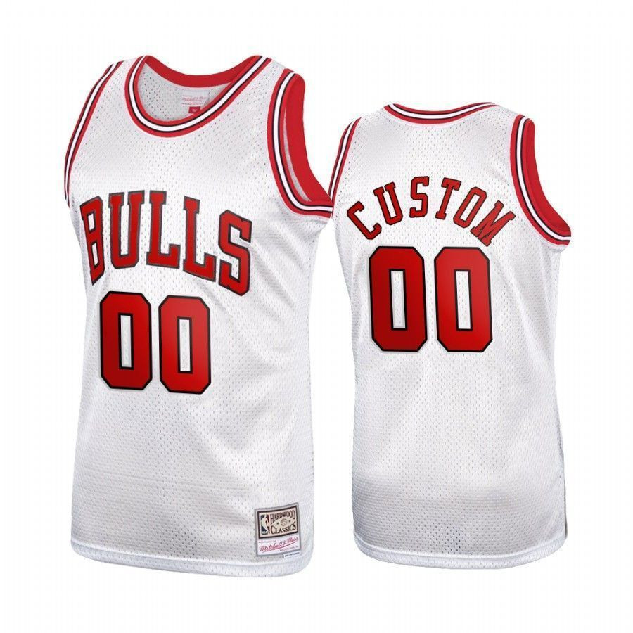 Men's Custom 00 Chicago Bulls Platinum Hardwood Classics Basketball Jersey - JS781 