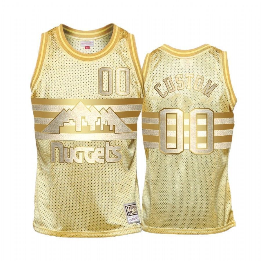 Men's Custom 00 Denver Nuggets Gold Midas Sm Basketball Jersey - JS143 