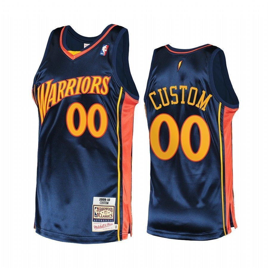 Men's Custom 00 Golden State Warriors Navy Hardwood Classics Basketball Jersey - JS626 