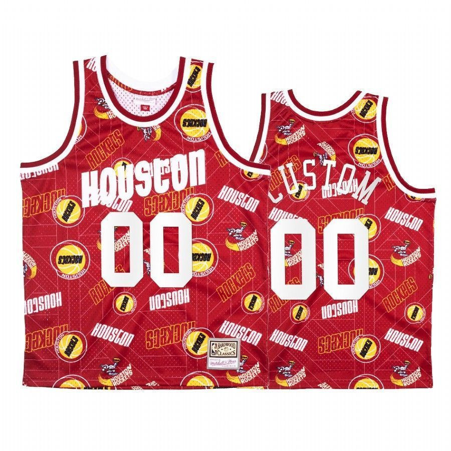 Men's Custom 00 Houston Rockets Red Tear Up Pack Basketball Jersey - JS914 