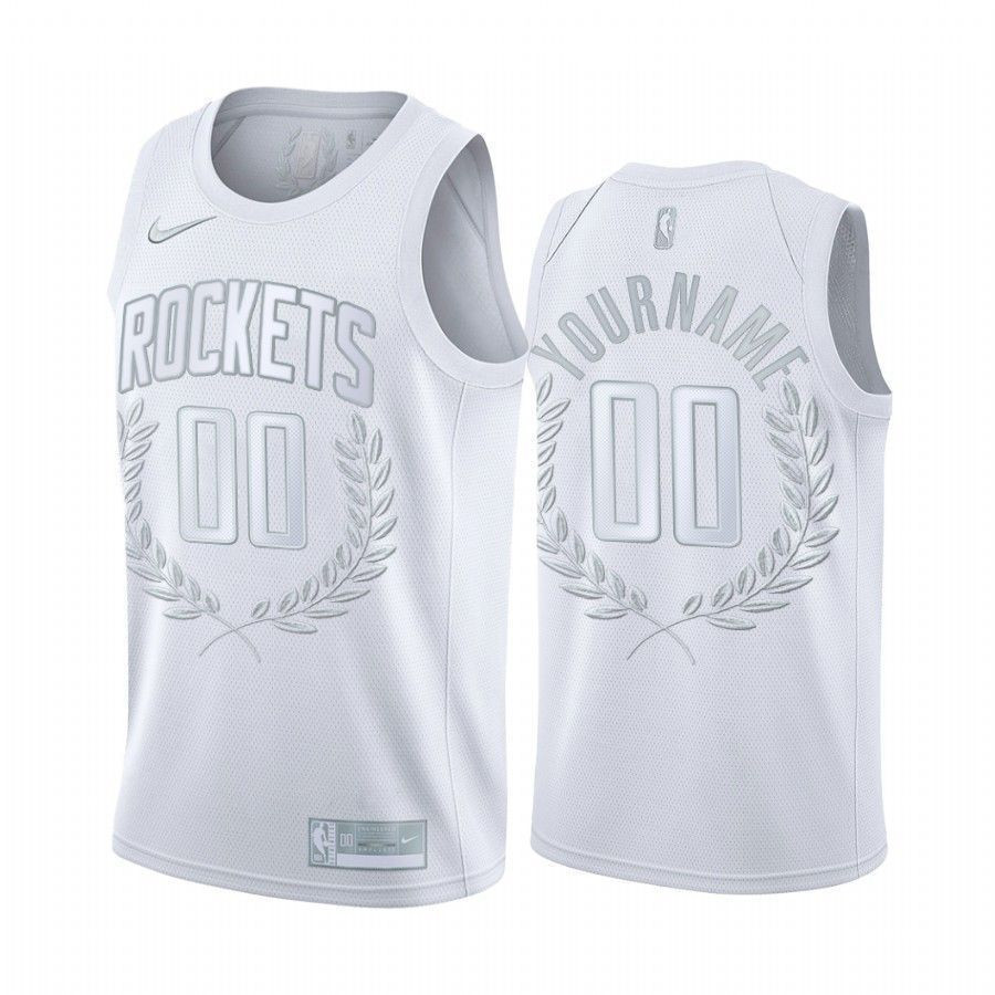 Men's Custom 00 Houston Rockets White Glory Awards Basketball Jersey - JS149 