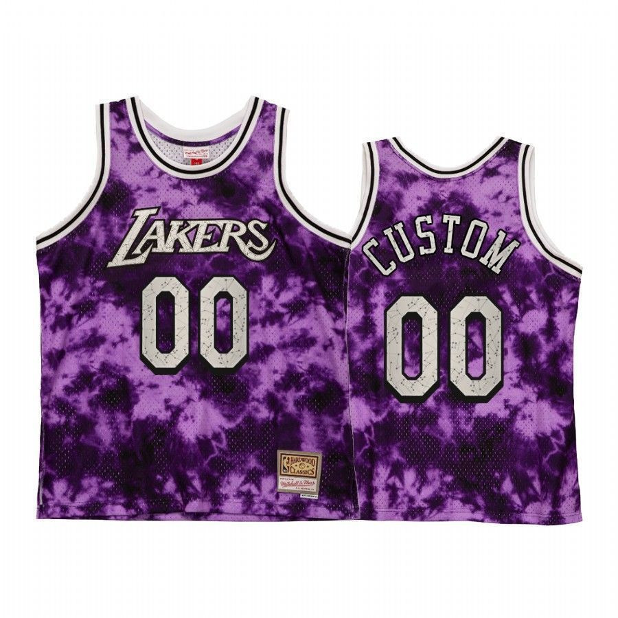 Men's Custom 00 Los Angeles Lakers Galaxy Constellation Basketball Jersey Purple - JS297 