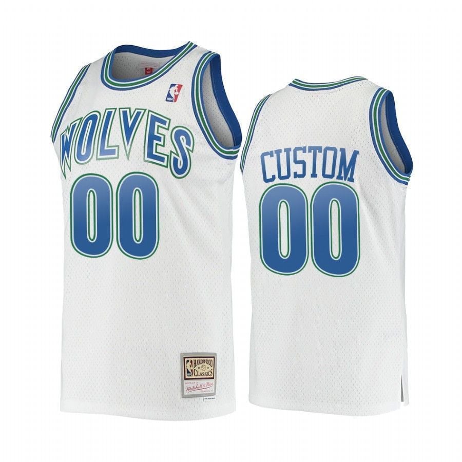 Men's Custom 00 Minnesota Timberwolves Hardwood Classics Basketball Jersey White - JS386 