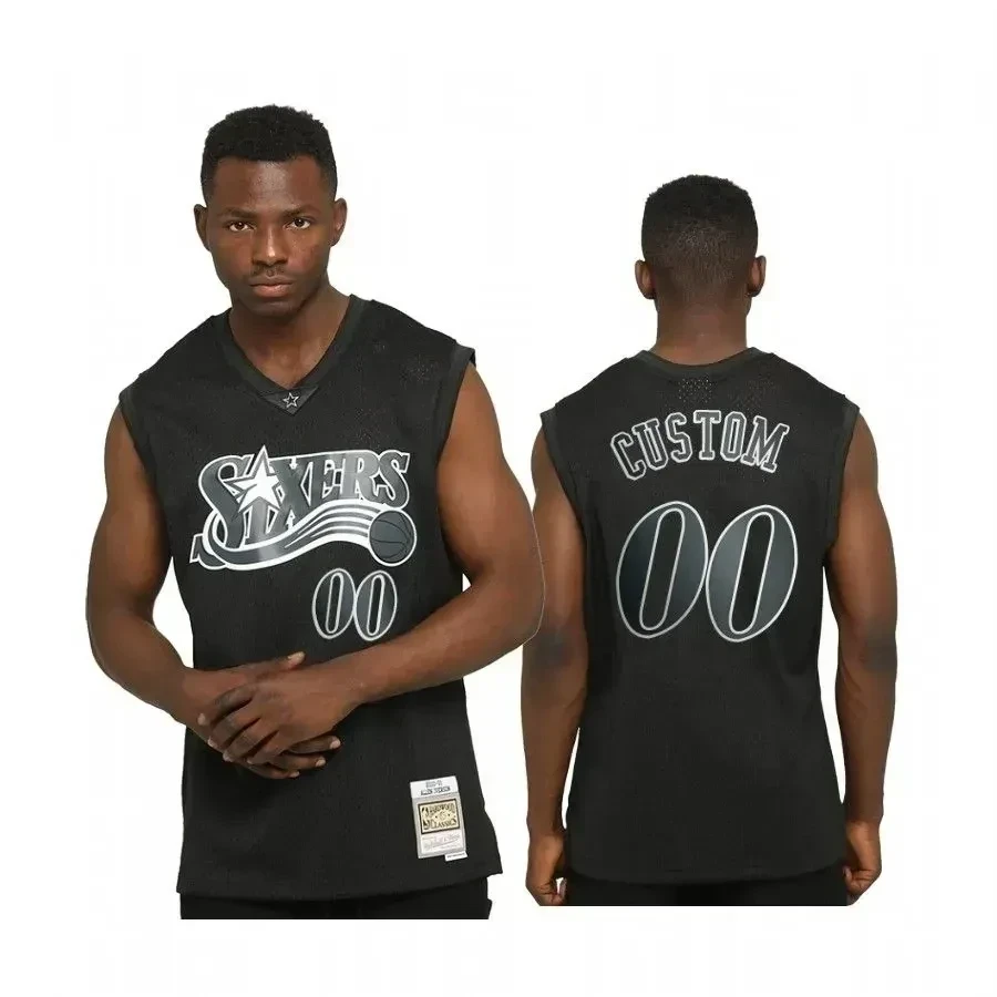 Men's Custom Philadelphia 76ers Hardwood Classics Black Basketball Jersey Allocation - JS277 