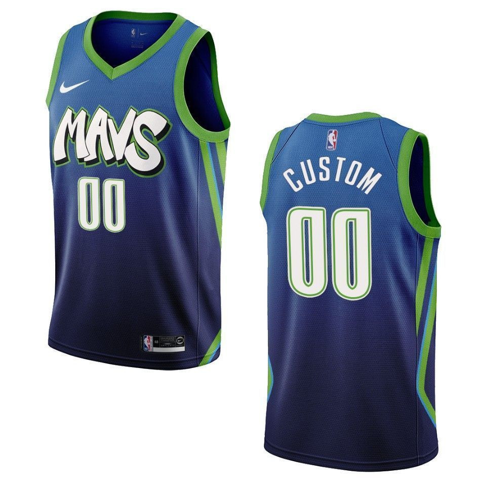 Men's Dallas Mavericks 00 Custom City Edition Swingman Basketball Jersey - Blue - JS387 