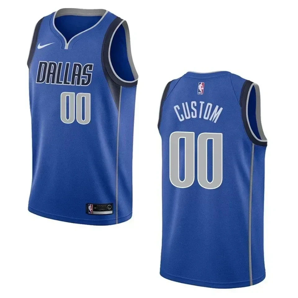 Men's Dallas Mavericks 00 Custom Icon Swingman Basketball Jersey - Blue - JS223 
