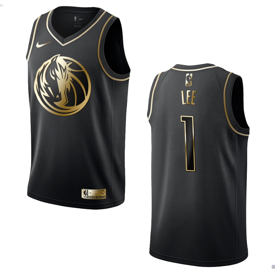 Men’s Dallas Mavericks #1 Courtney Lee Golden Edition Basketball Jersey – Black