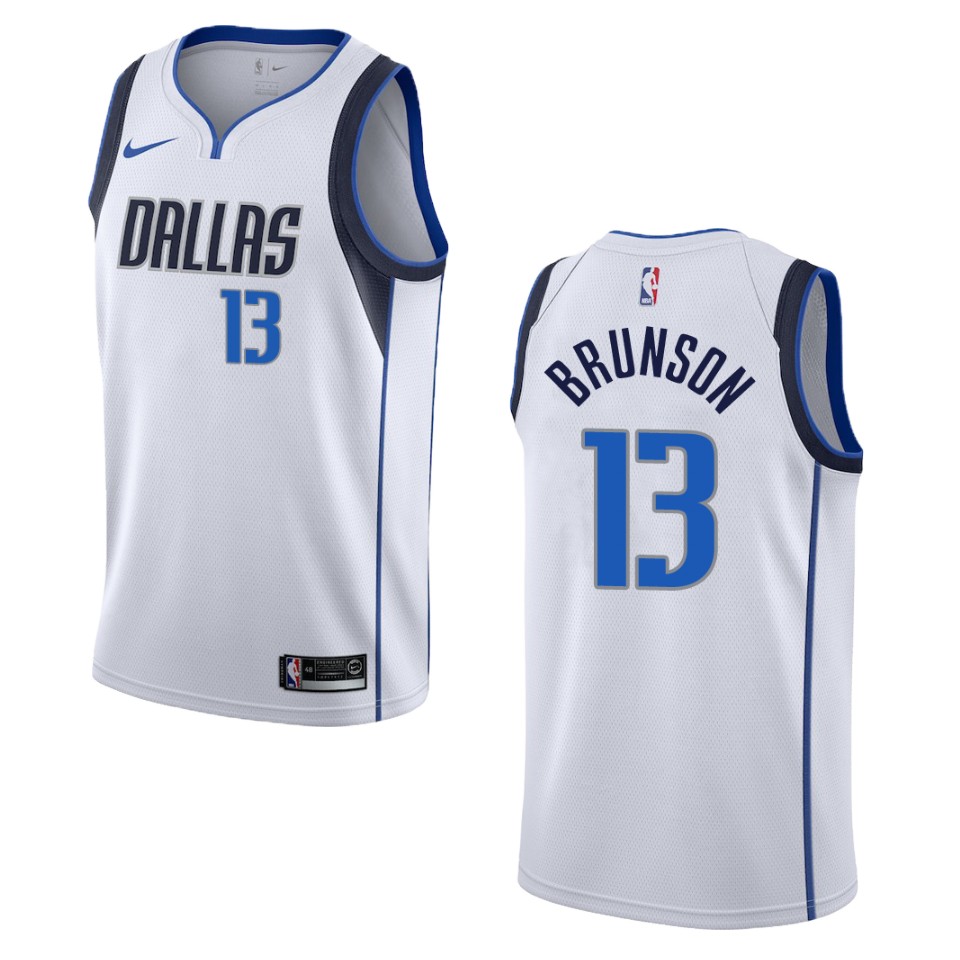 Men's Dallas Mavericks #13 Jalen Brunson Association Swingman Basketball Jersey - White