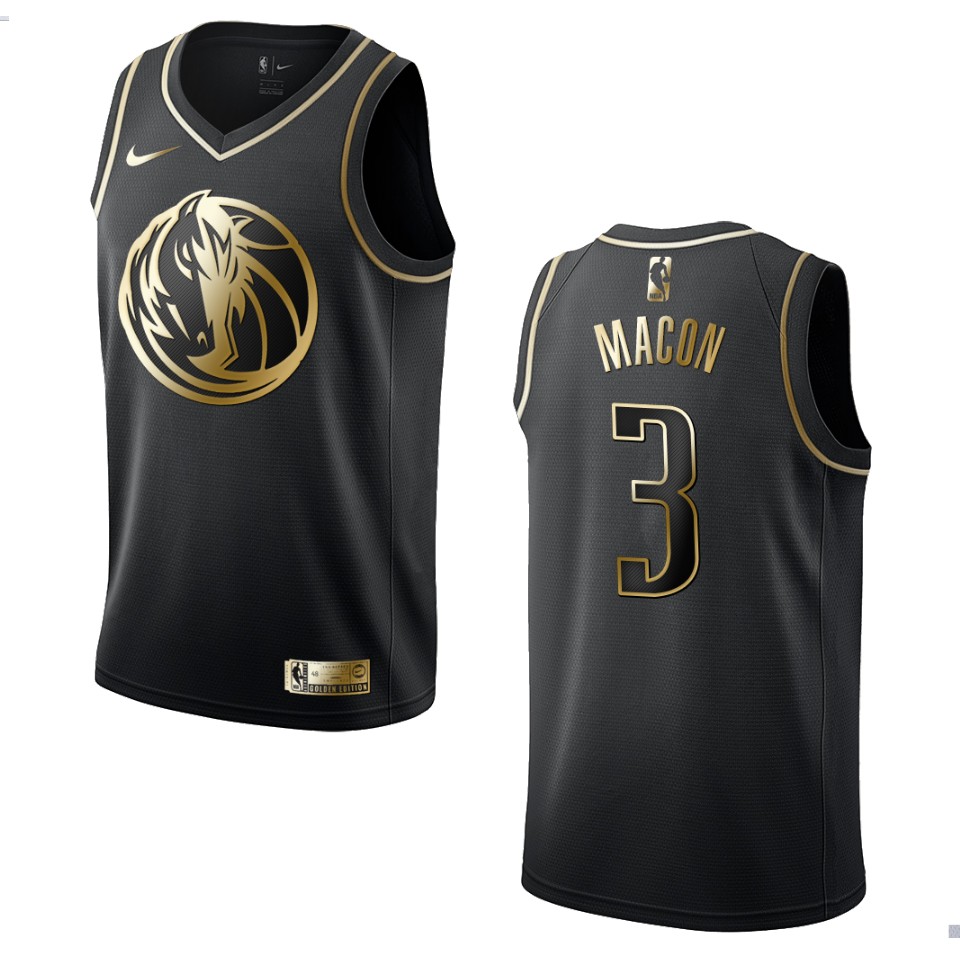 Men’s Dallas Mavericks #3 Daryl Macon Golden Edition Basketball Jersey – Black