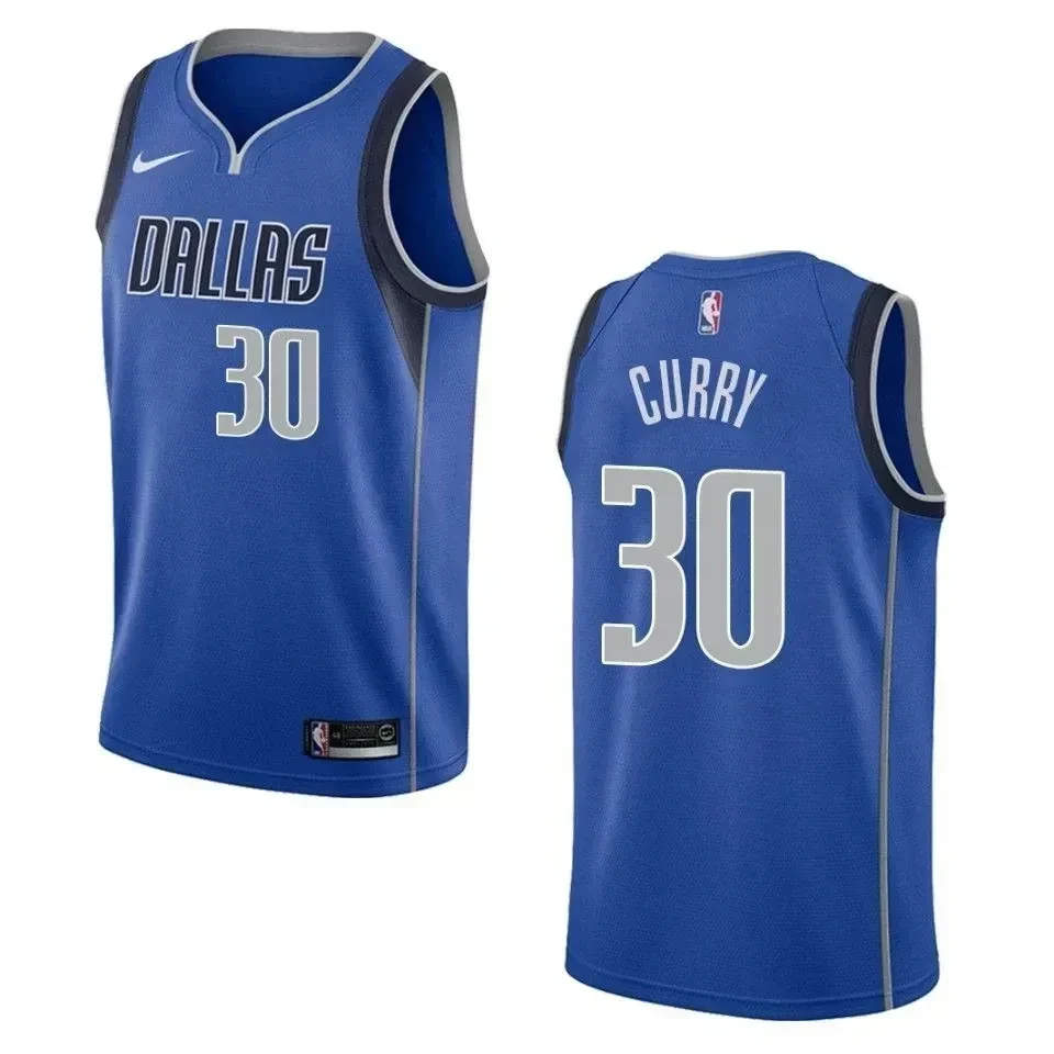Men's Dallas Mavericks 30 Seth Curry Icon Swingman Basketball Jersey - Blue - JS341 