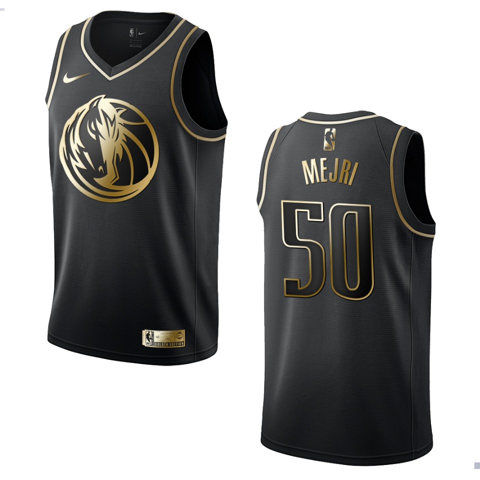 Men’s Dallas Mavericks #50 Salah Mejri Golden Edition Basketball Jersey – Black