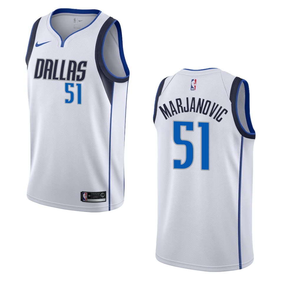 Men's Dallas Mavericks #51 Boban Marjanovic Association Swingman Basketball Jersey - White