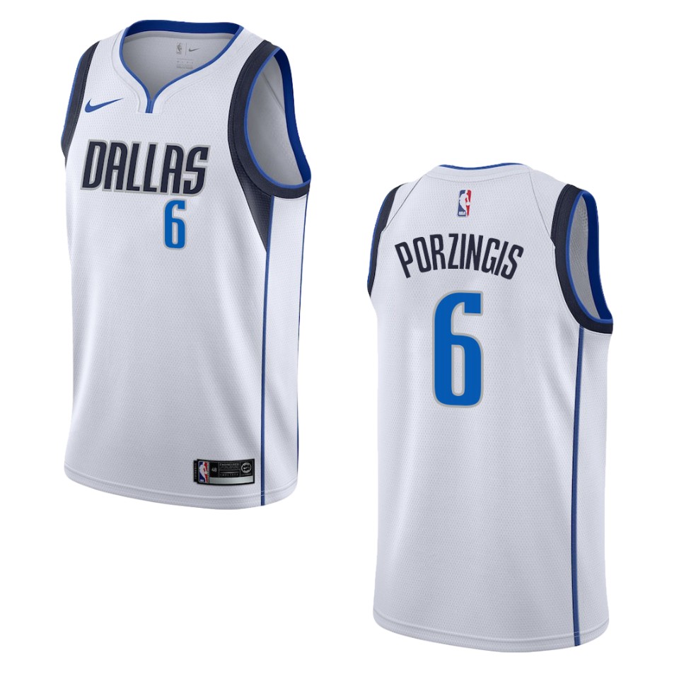 Men's Dallas Mavericks #6 Kristaps Porzingis Association Swingman Basketball Jersey - White