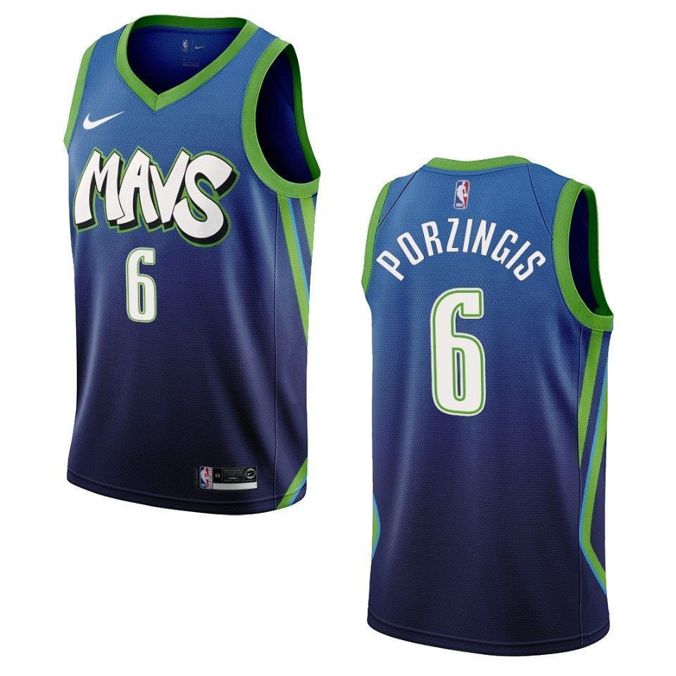 Men's Dallas Mavericks 6 Kristaps Porzingis City Edition Swingman Basketball Jersey - Blue - JS321 
