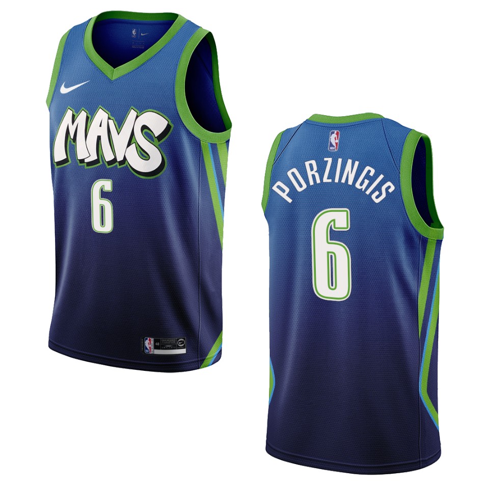 Men's Dallas Mavericks #6 Kristaps Porzingis City Edition Swingman Basketball Jersey - Blue