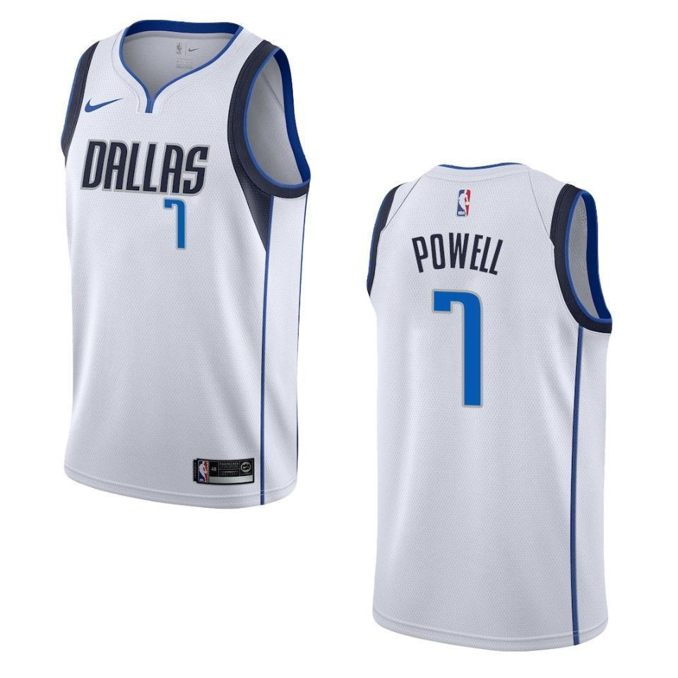 Men's Dallas Mavericks 7 Dwight Powell Association Swingman Basketball Jersey - White - JS742 