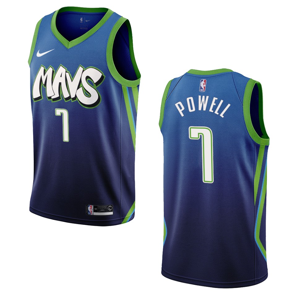 Men's Dallas Mavericks #7 Dwight Powell City Edition Swingman Basketball Jersey - Blue