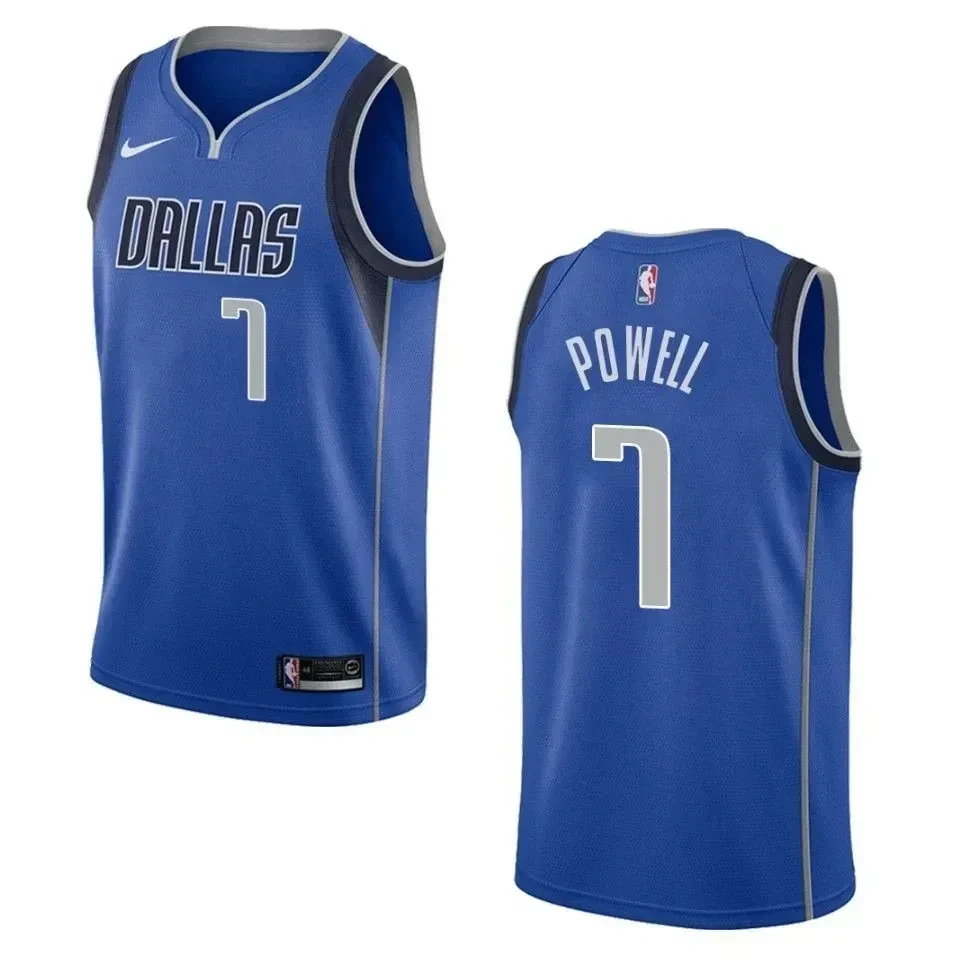 Men's Dallas Mavericks 7 Dwight Powell Icon Swingman Basketball Jersey - Blue - JS853 