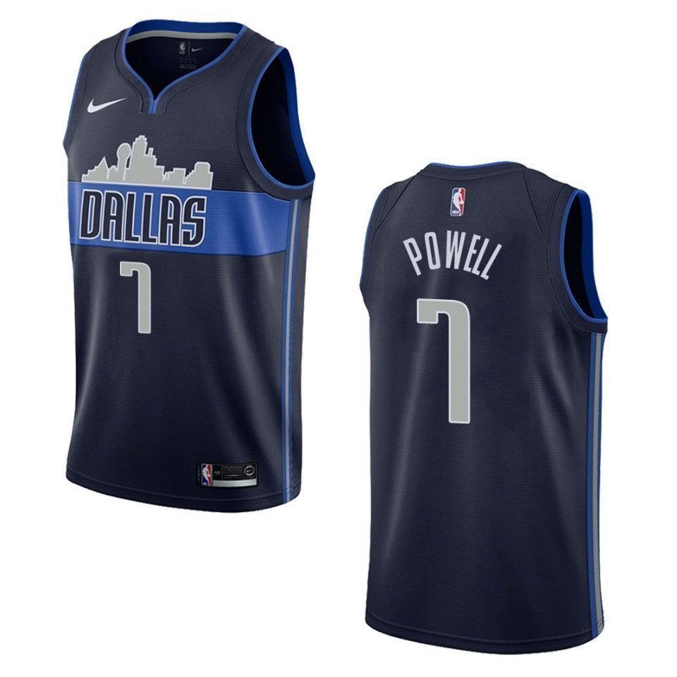 Men's Dallas Mavericks 7 Dwight Powell Statement Swingman Basketball Jersey - Navy - JS186 