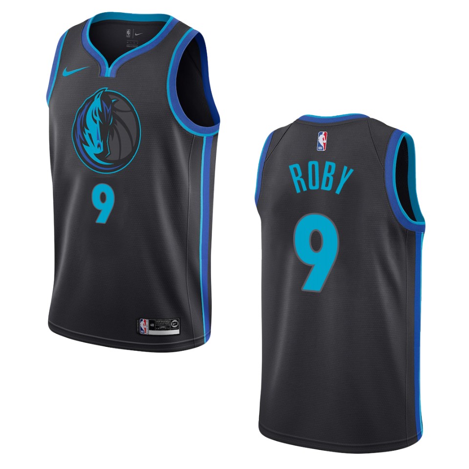 Men's Dallas Mavericks #9 Isaiah Roby City Swingman Basketball Jersey - Black
