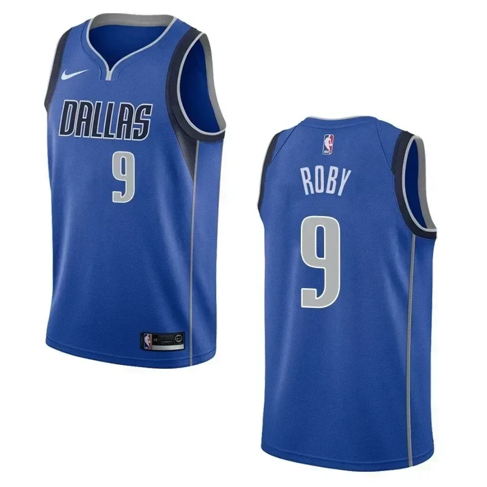 Men's Dallas Mavericks 9 Isaiah Roby Icon Swingman Basketball Jersey - Blue - JS995 