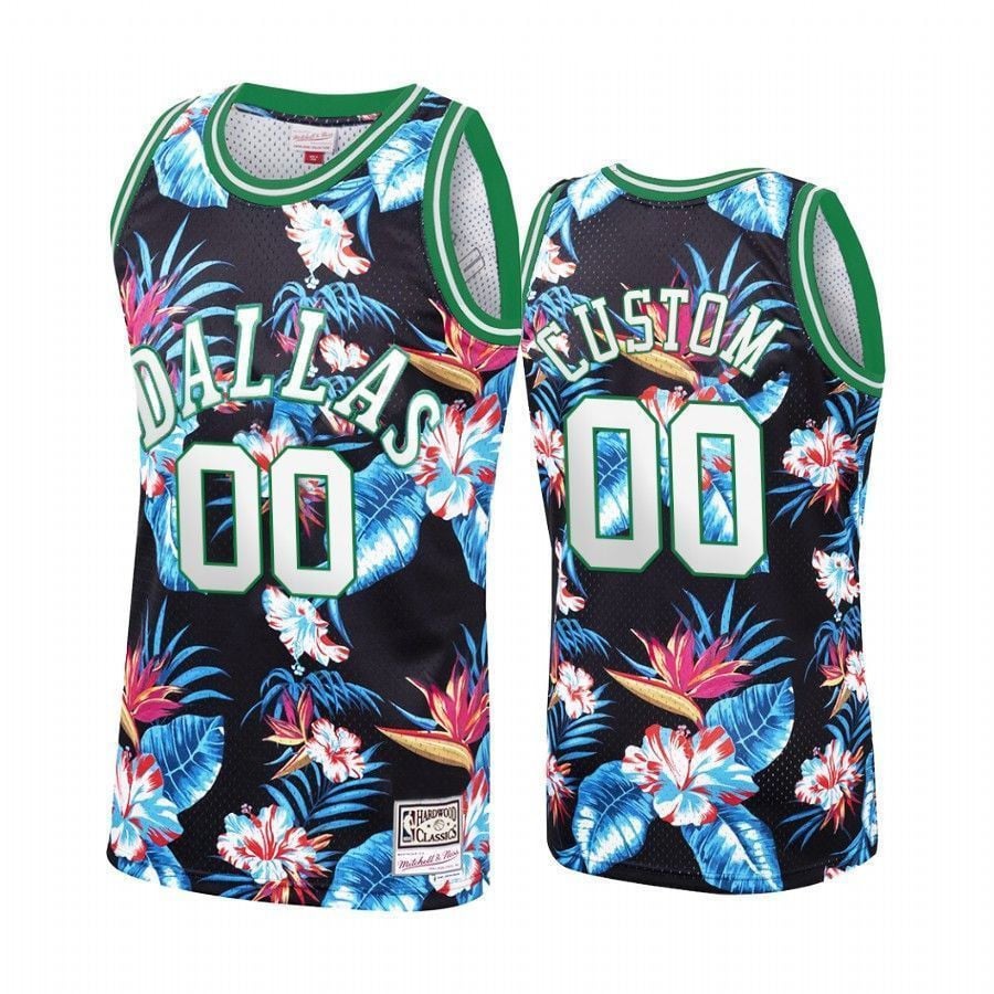 Men's Dallas Mavericks Custom 00 Floral Fashion Basketball Jersey - JS465 