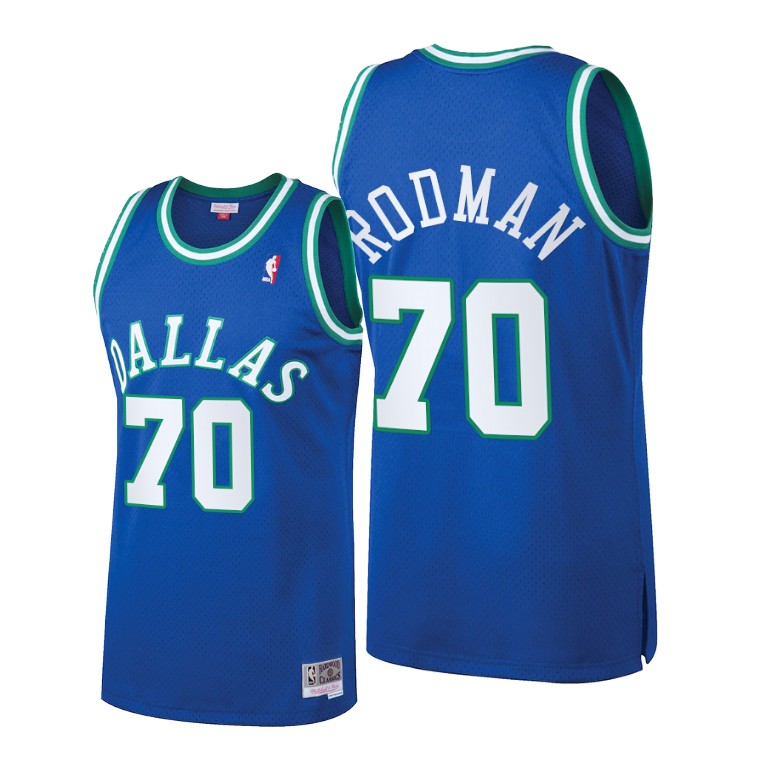 Men’s Dallas Mavericks Navy #70 Dennis Rodman Blue Throwback Stitched Basketball Jersey
