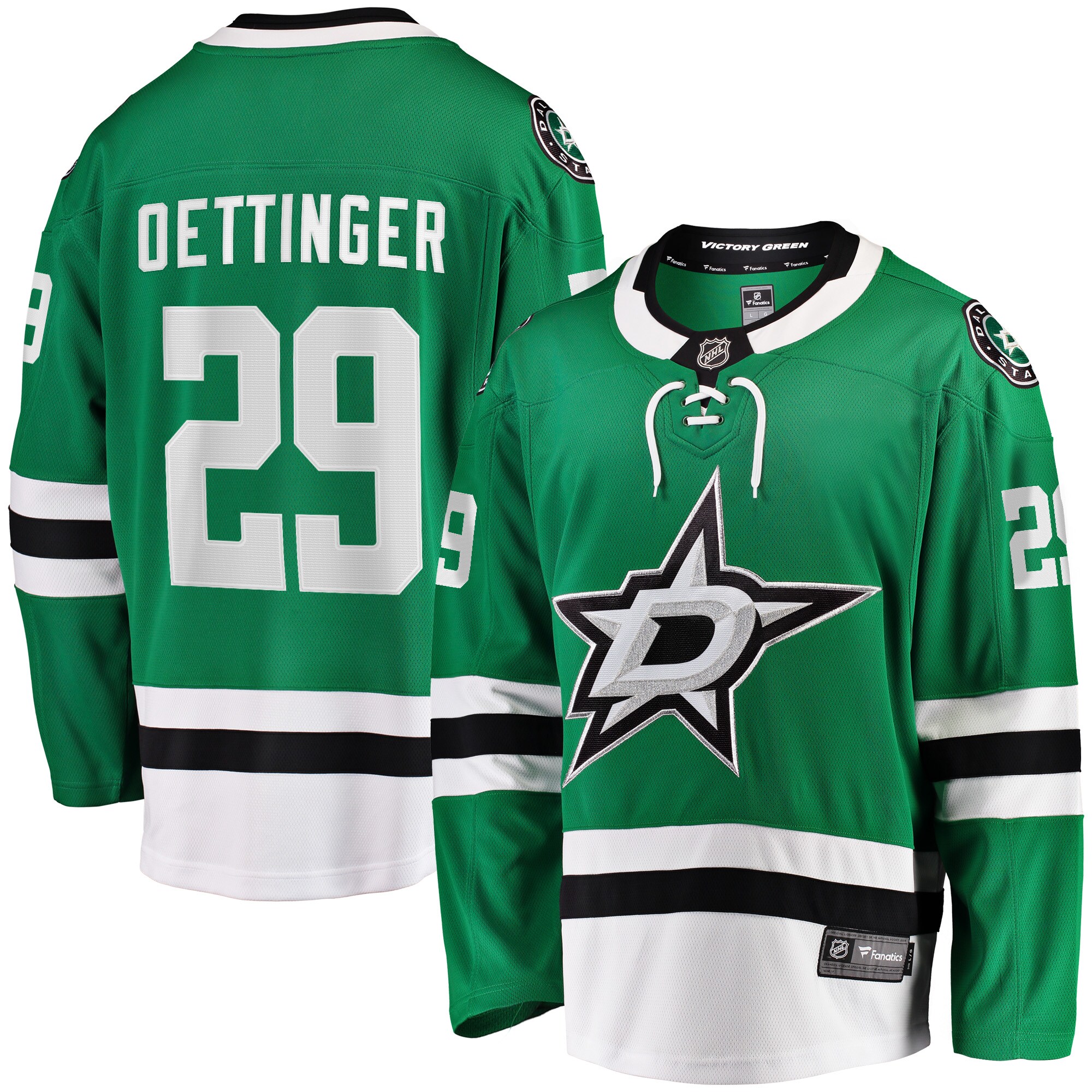 Men's Dallas Stars Jake Oettinger Kelly Green Home Breakaway Player Hockey Jersey - JS631 