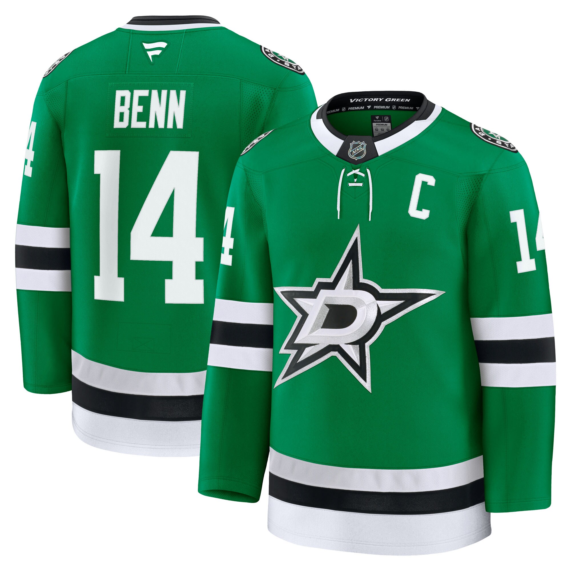 Men's Dallas Stars Jamie Benn Kelly Green Home Premium Hockey Jersey - JS625 