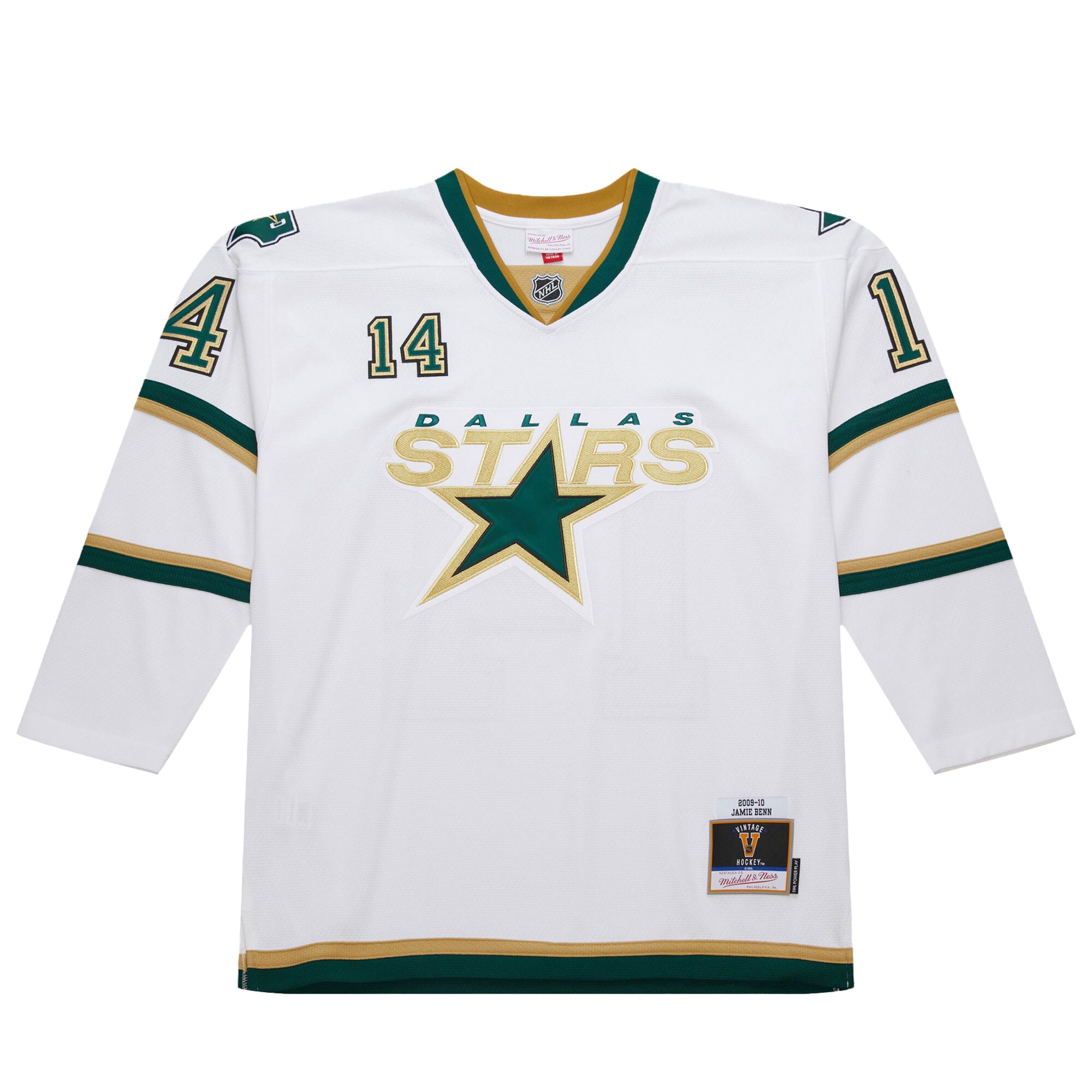 Alternative view of Men's Dallas Stars Jamie Benn White 2009-10 Power Play Hockey Jersey - JS402 