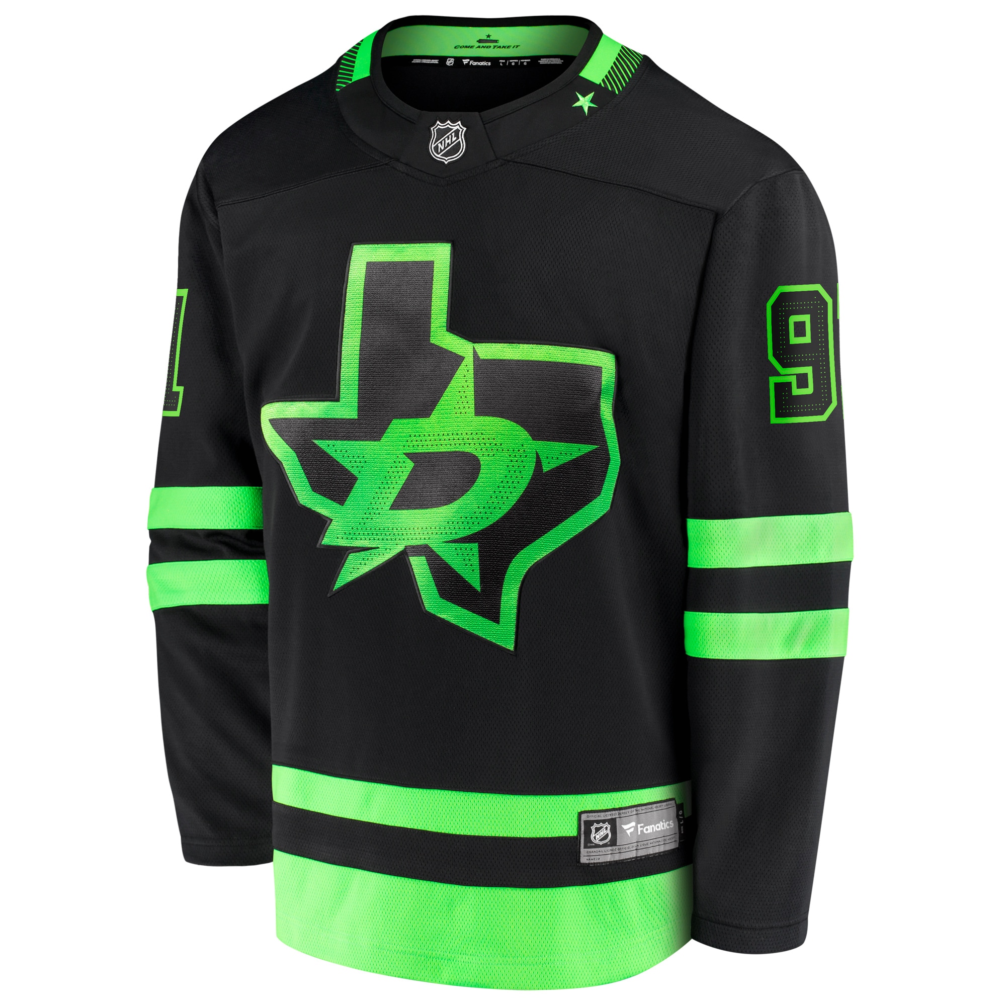 Alternative view of Men's Dallas Stars Tyler Seguin Black 2020/21 Alternate Premier Breakaway Player Hockey Jersey - JS389 