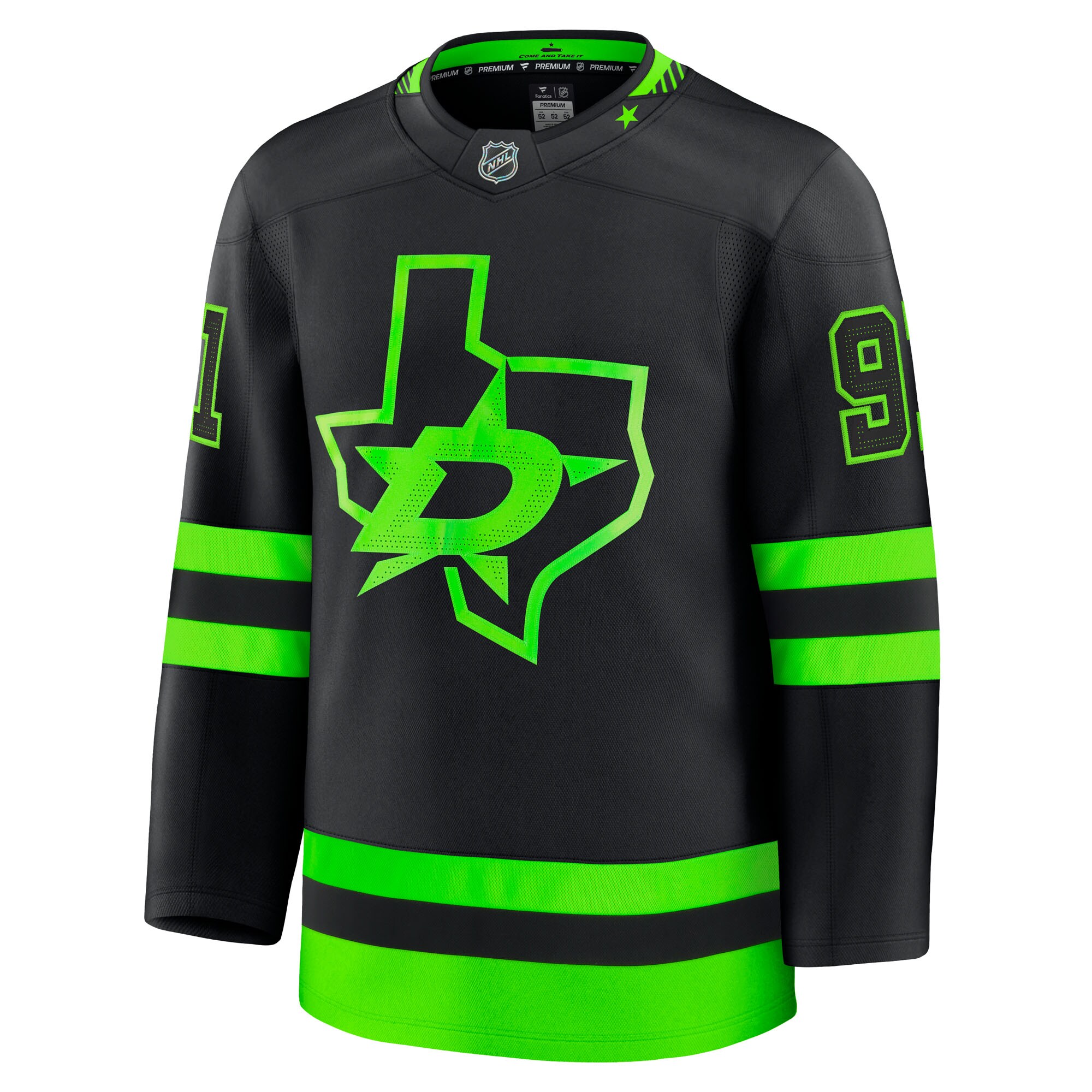 Alternative view of Men's Dallas Stars Tyler Seguin Black Alternate Premium Hockey Jersey - JS719 