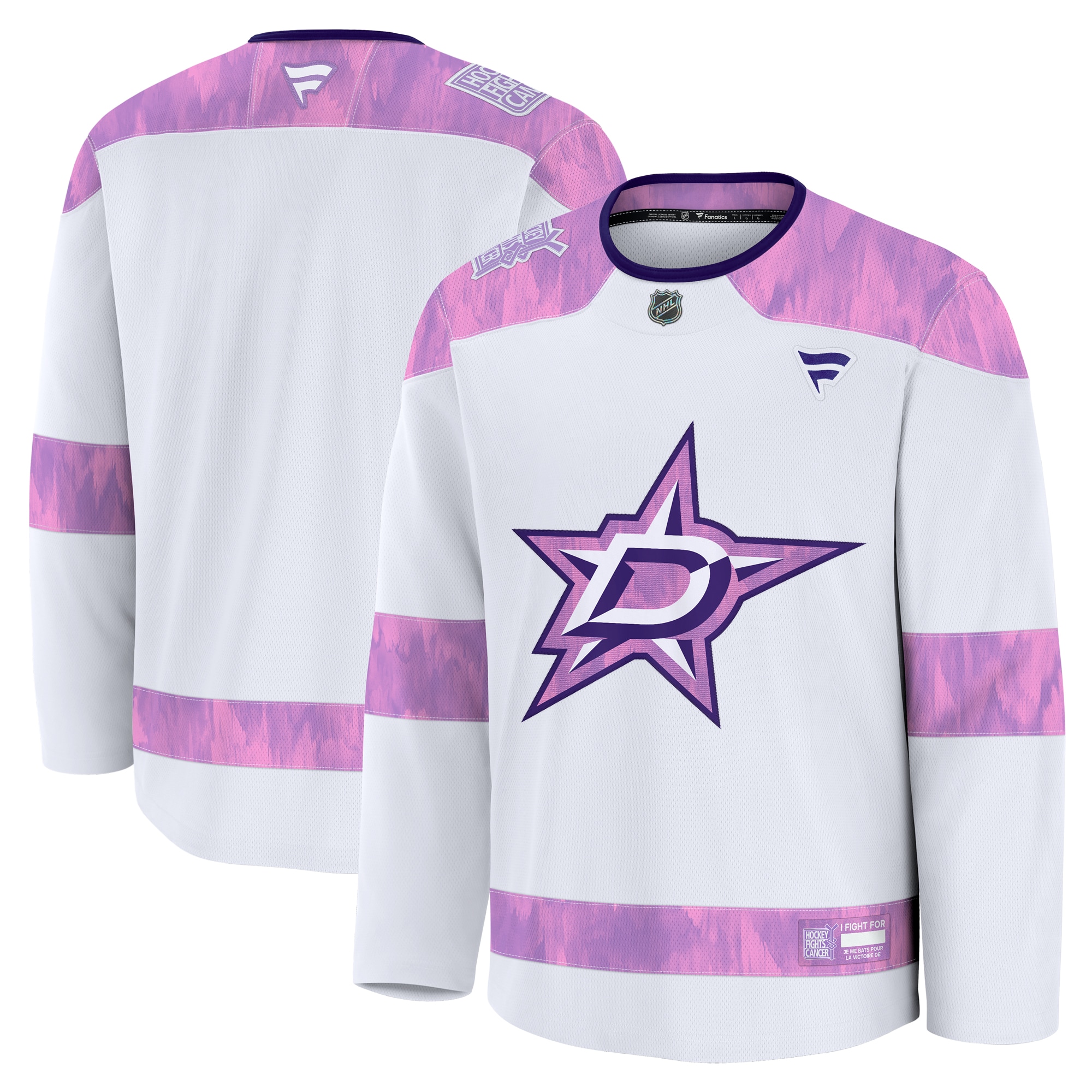 Men's Dallas Stars White 2024 Hockey Fights Cancer Practice Hockey Jersey - JS731 