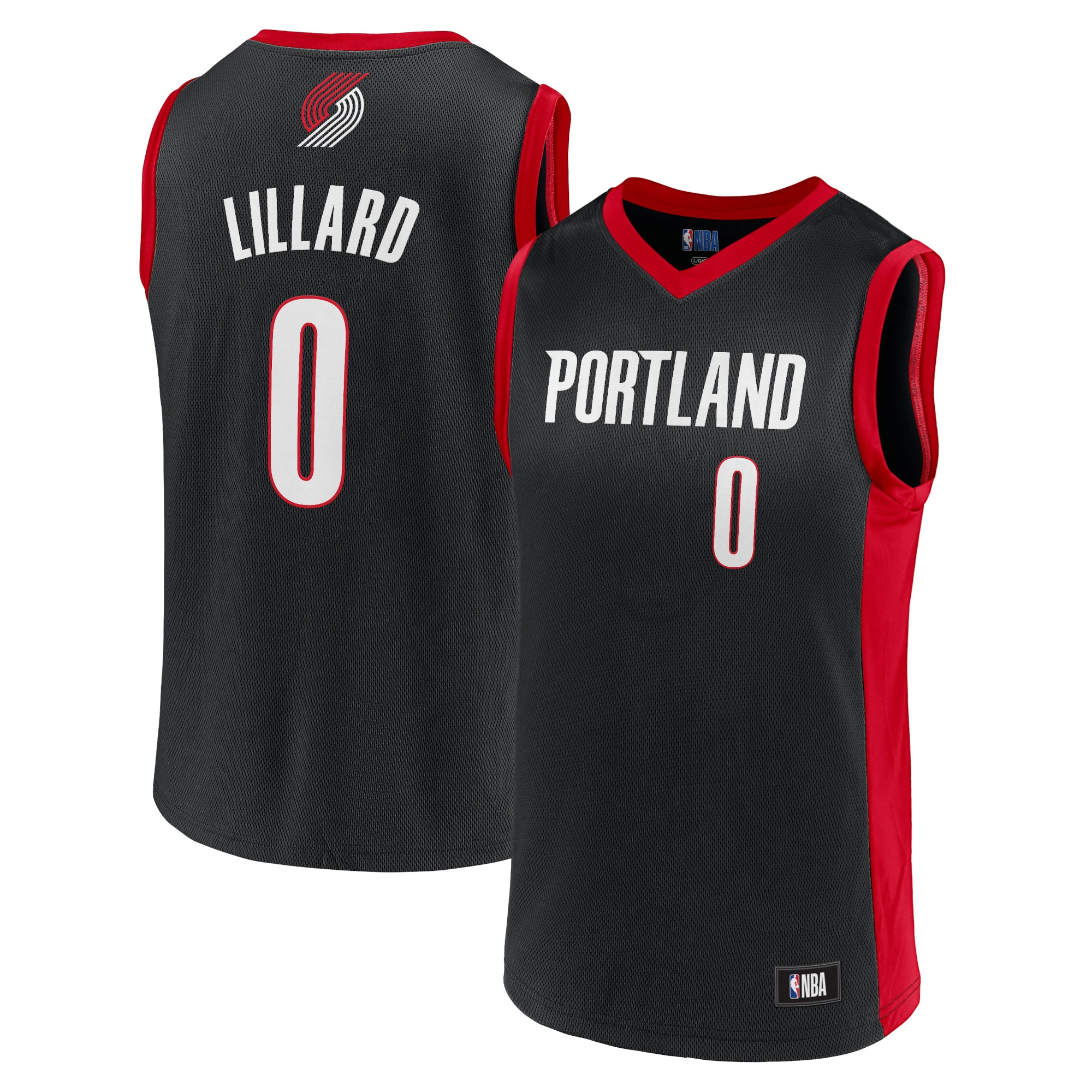 Alternative view of Men's Damian Lillard Black Portland Trail Blazers Player Basketball Jersey